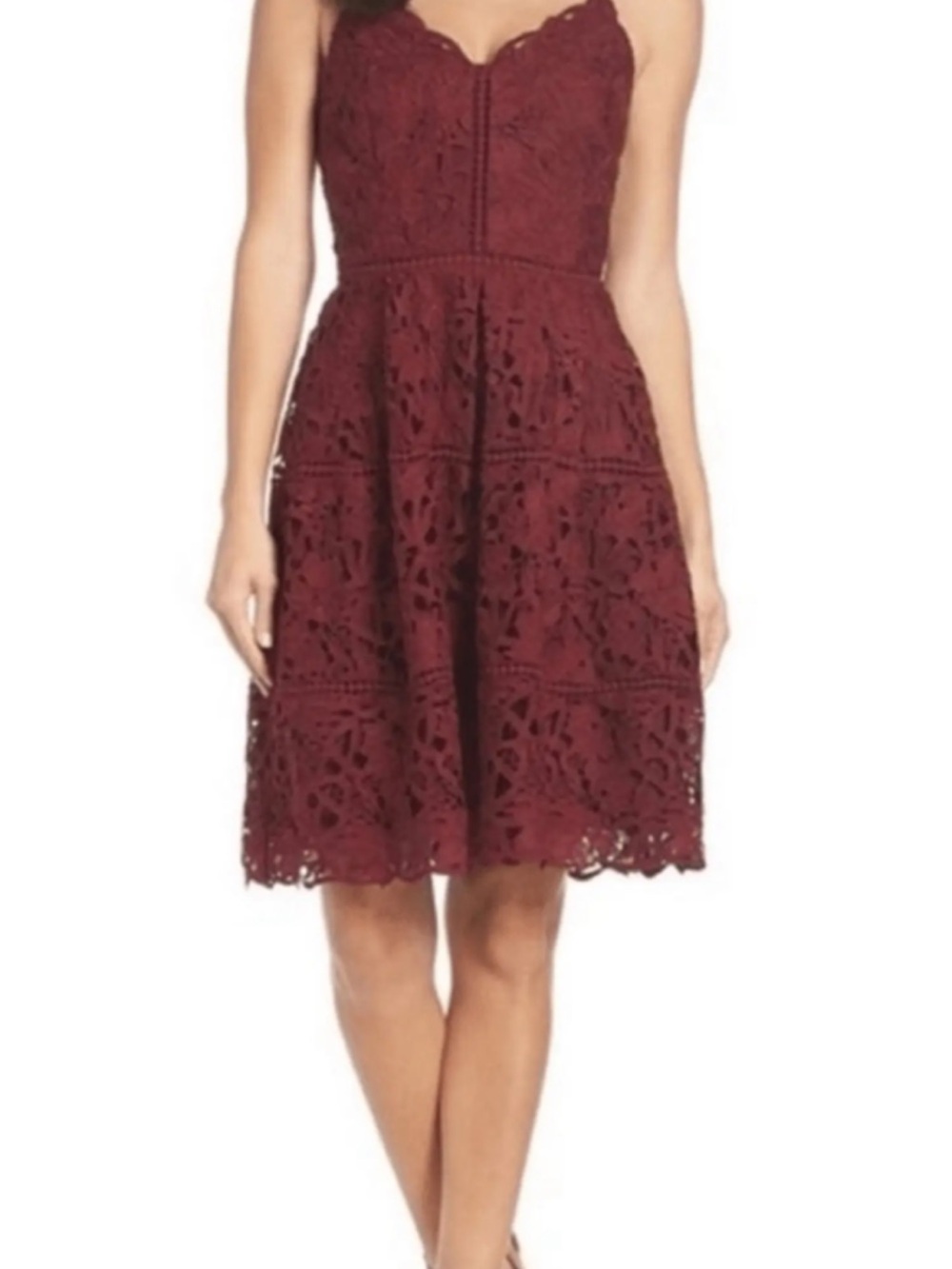 Adelyn Rae Burgundy Lace Midi Dress brand new without tags